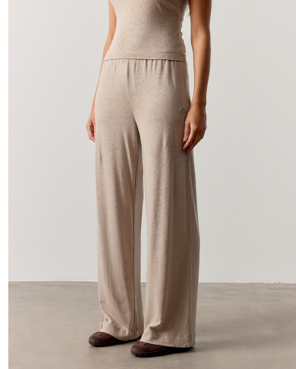 MARL SLUB WIDE LEG JOGGERS