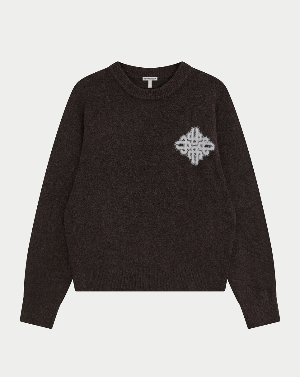 EMBLEM FLUFFY KNIT CREW
