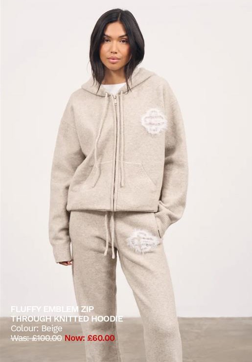 FLUFFY EMBLEM ZIP THROUGH KNITTED HOODIE