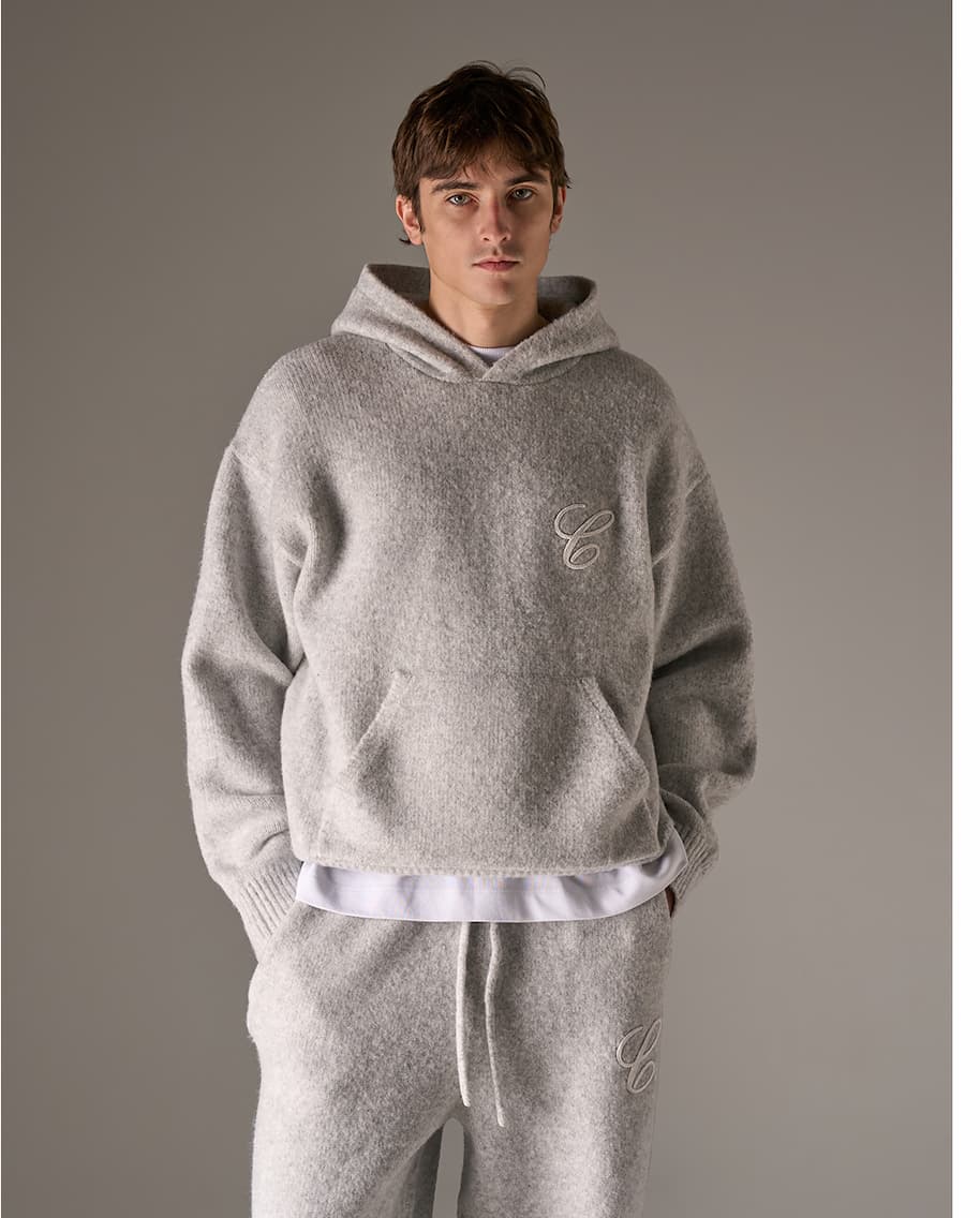 CHAINSTITCH EMBROIDERY KNITTED HOODIE