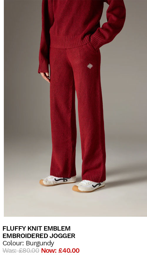 FLUFFY KNIT EMBLEM EMBROIDERED JOGGER