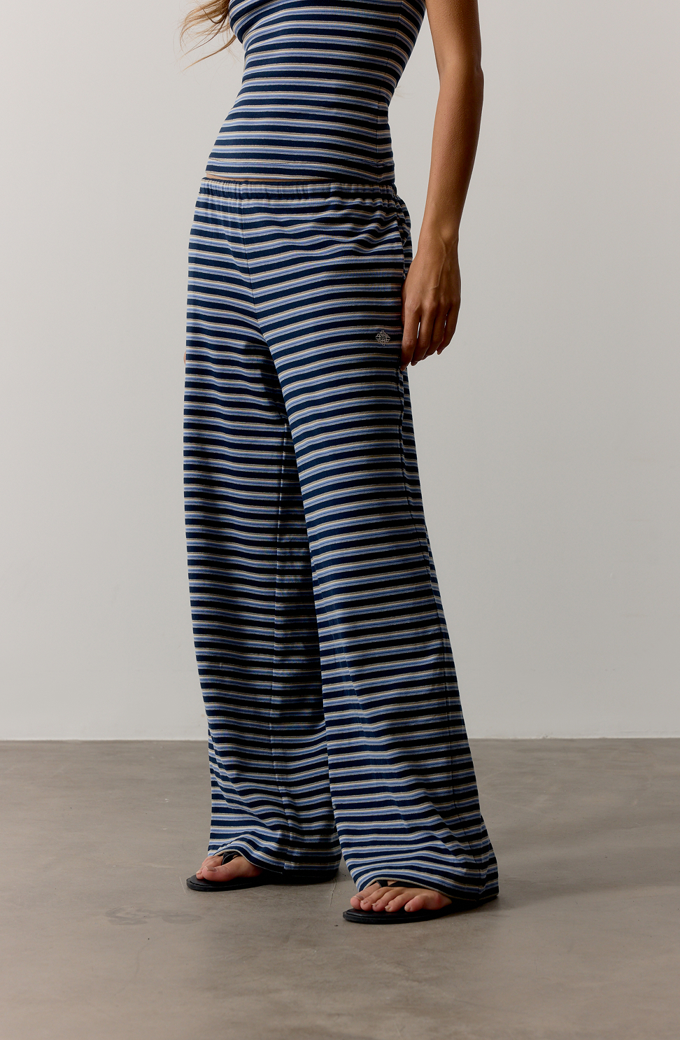 STRIPE BRUSHED COTTON TROUSERS