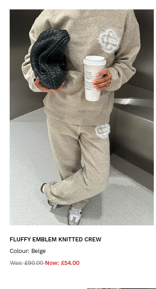 FLUFFY EMBLEM KNITTED CREW