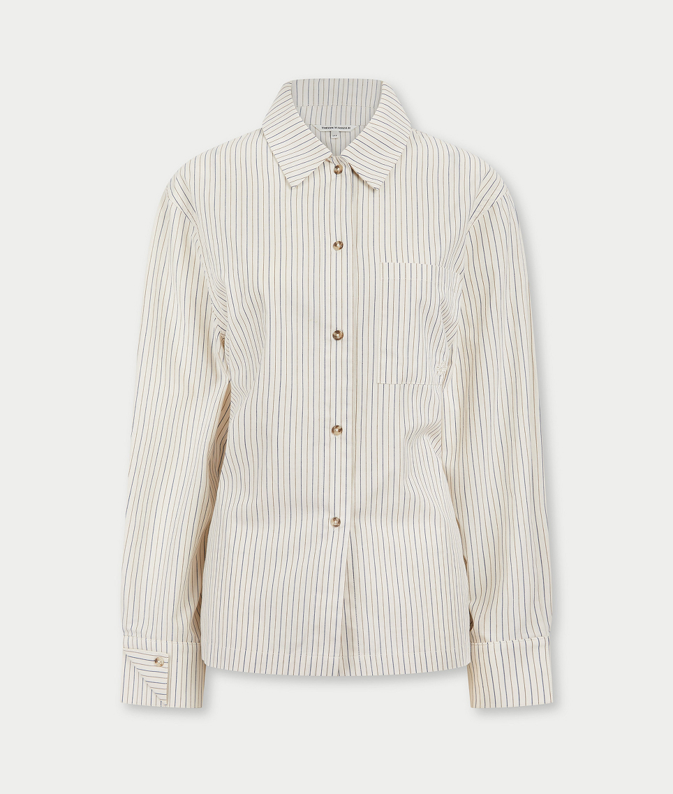 STRIPE TIE BACK EMBLEM SHIRT
