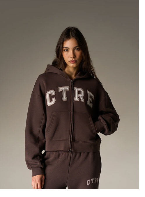 CTRE APPLIQUE ZIP THROUGH HOODIE