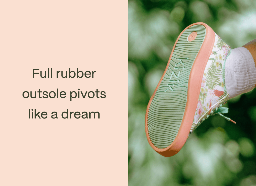 Full rubber outsole pivots like a dream. 