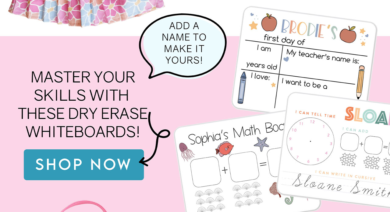 add a name to make it yours! Master your skills with these dry erase whiteboards!