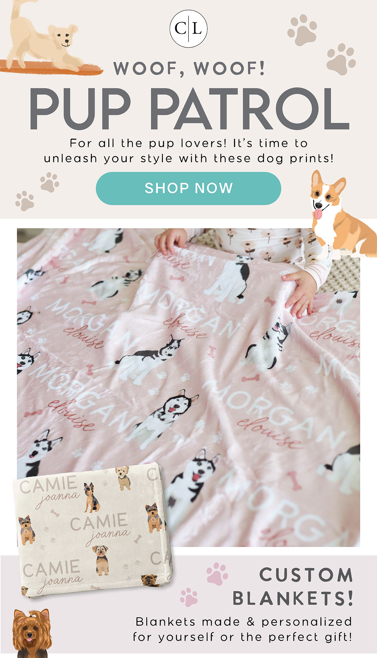 WOOF, WOOF! PUP PATROL | For all the pup lvoers! It's time to unleash your style with these dog prints! SHOP NOW