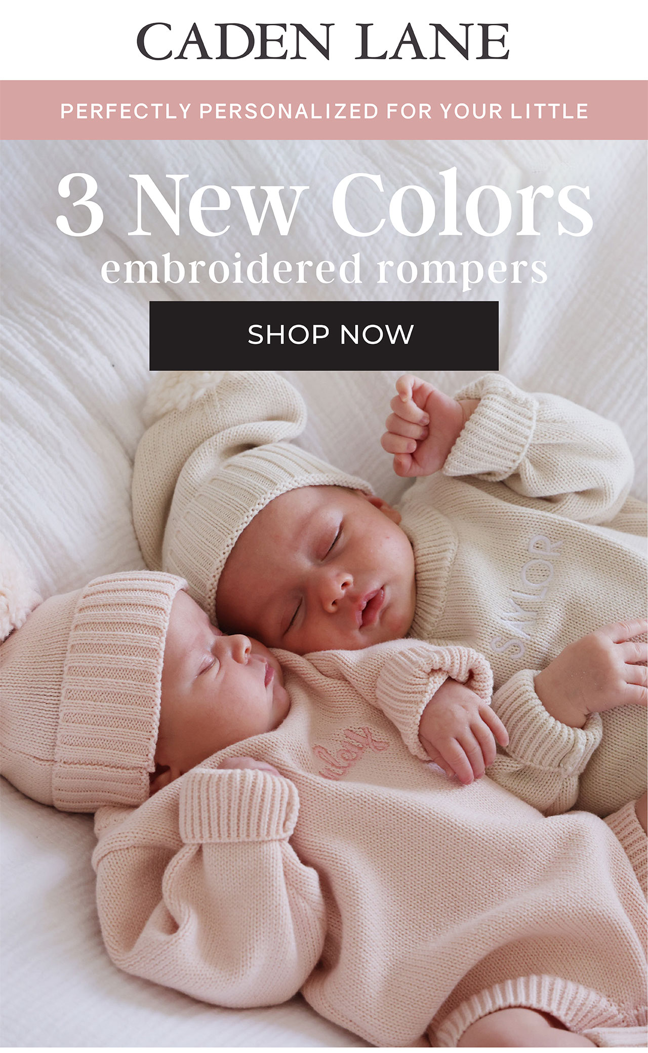 perfectly personalized for your little! 2 new colors | embroidered rompers