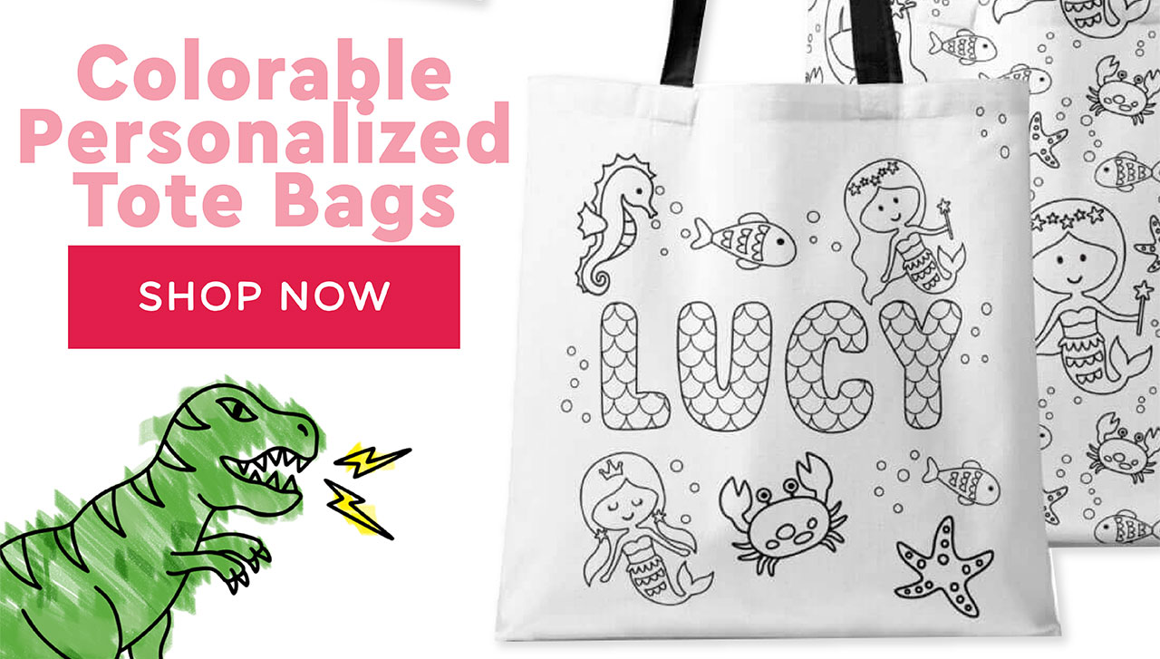 COLORABLE PERSONALIZED TOTE BAGS