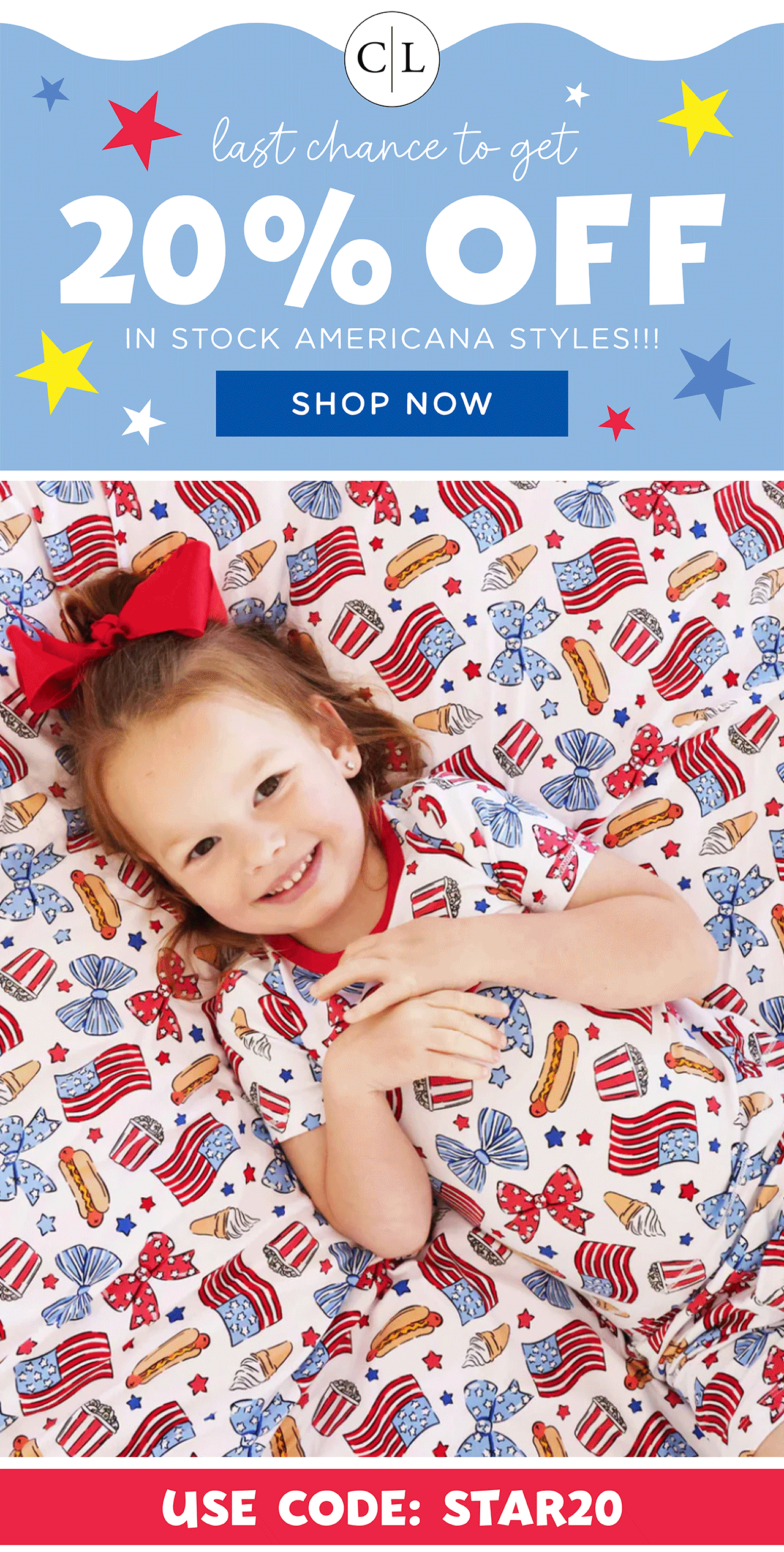 last chance to get 20% OFF in stock Americana styles | USE CODE: STAR20