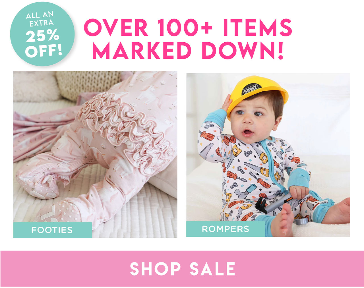 ALL AN EXTRA 25% OFF! OVER 100+ ITEMS MARKED DOWN! | FOOTIES | ROMPERS | SHOP SALE