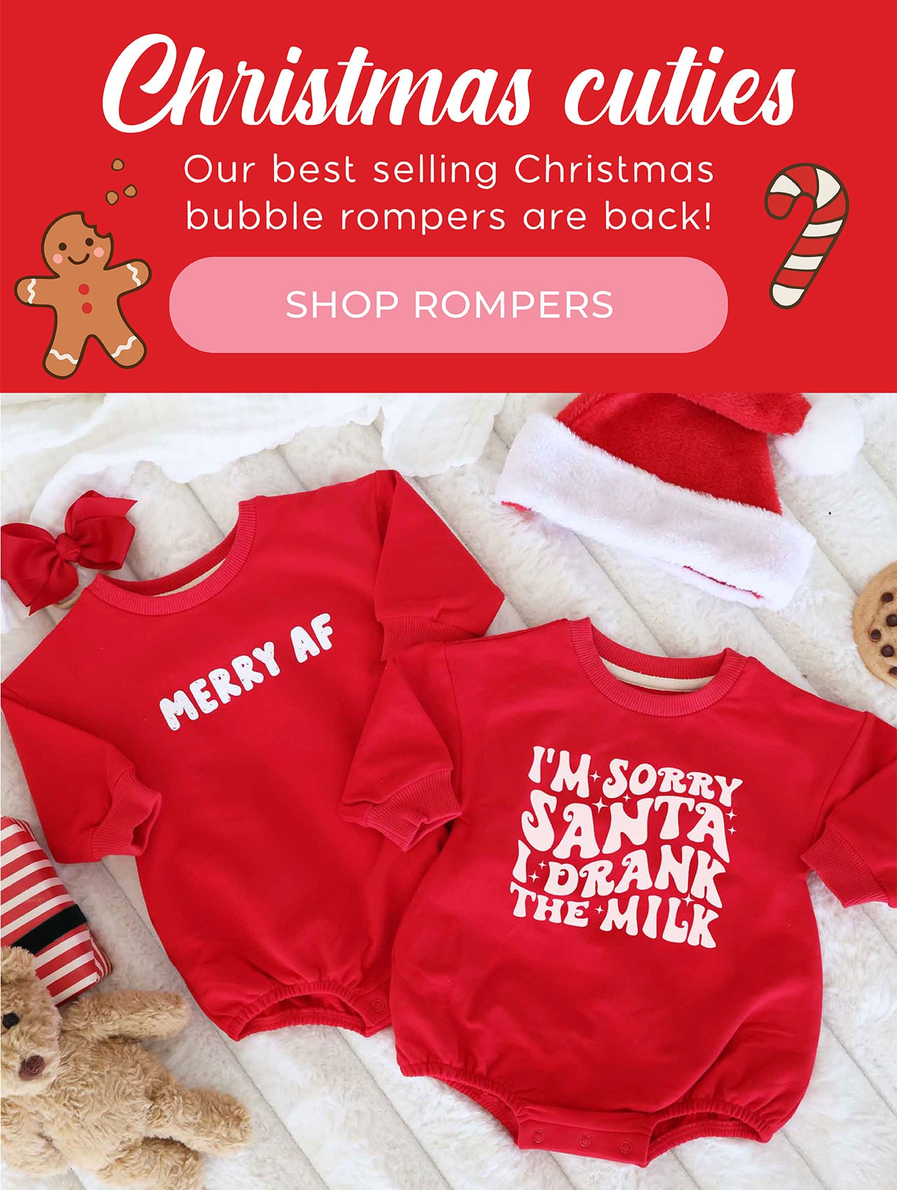 CHRISTMAS CUTIES | OUR BEST SELLING CHRISTMAS BUBBLE ROMPERS ARE BACK!