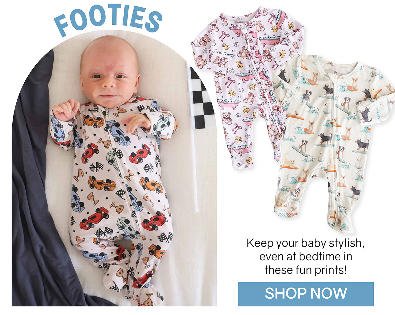 FOOTIES | Keep your baby stylish, even at bedtime in these fun prints!