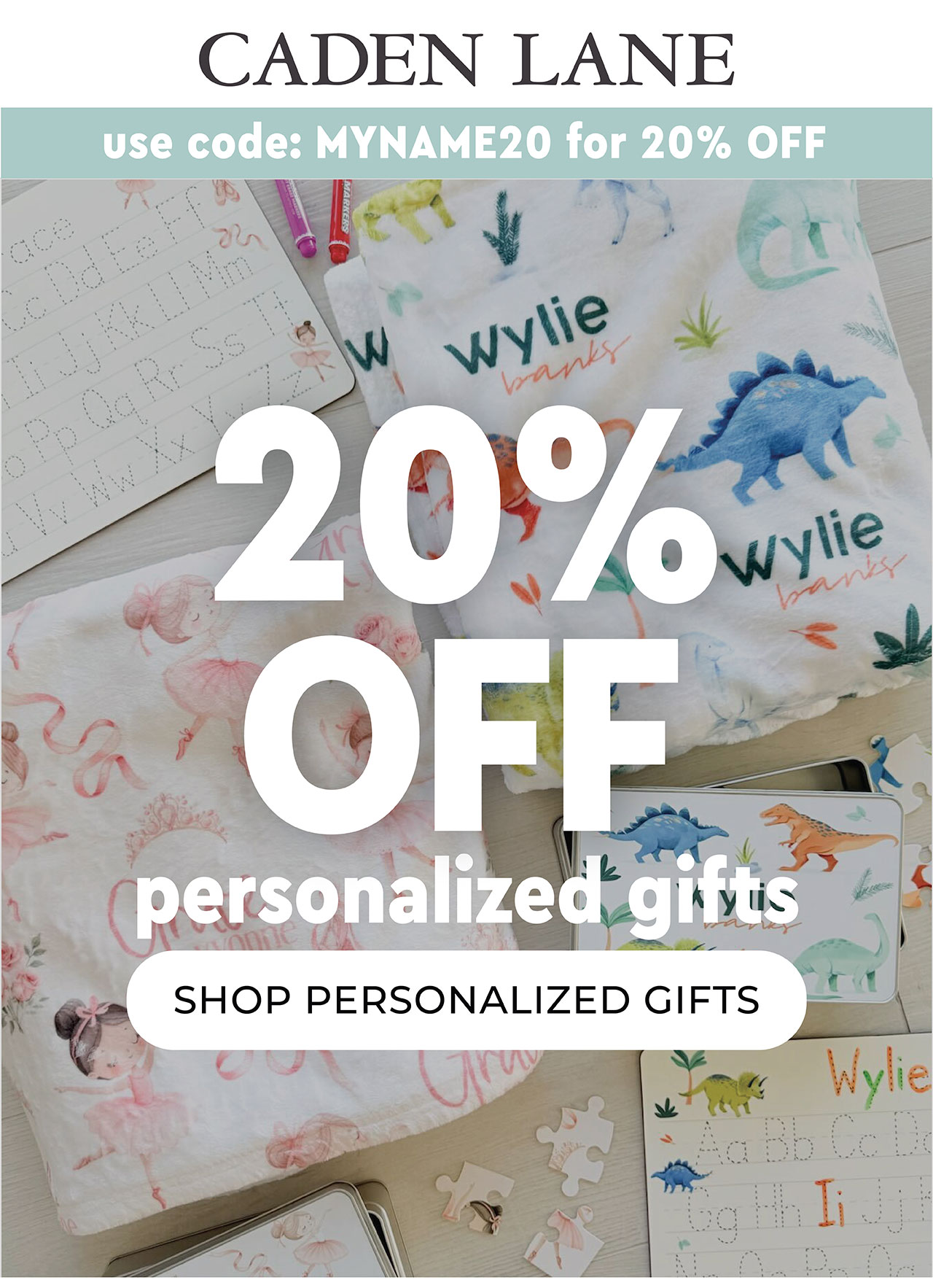 use code MYNAME20 for 20% OFF personalized gifts!