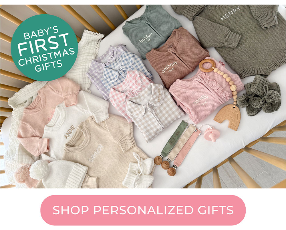 SHOP PERSONALIZED GIFTS! BABY'S FIRST CHRISTMAS GIFTS