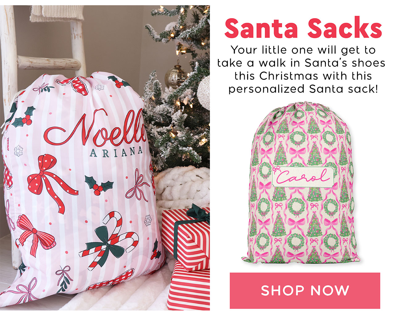 Santa Sacks | Your little one will get to take a walk in Santa's shoes with Christmas with this personalized Santa sack!