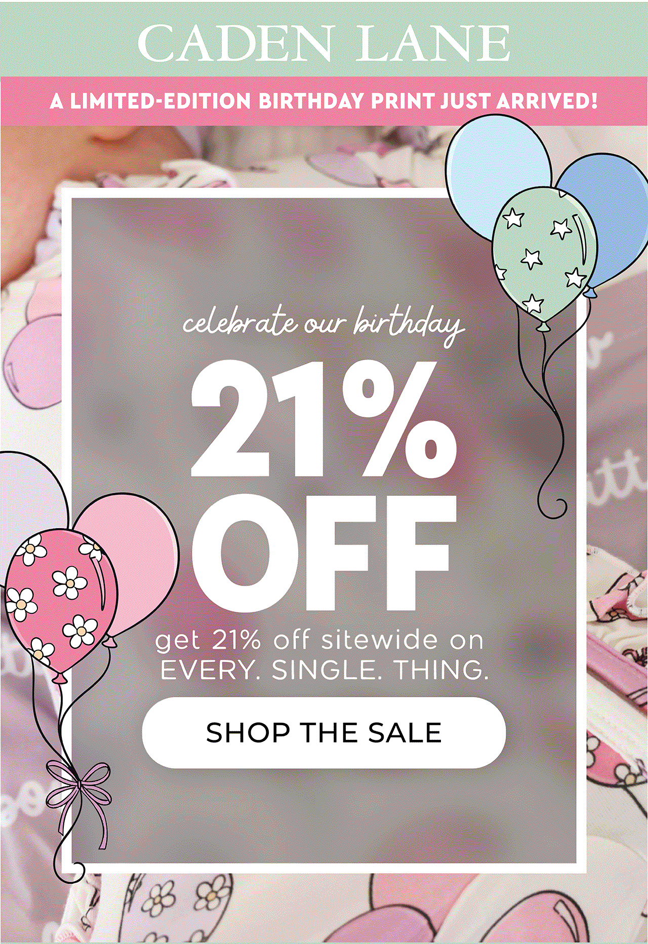 A limited edition birthday print just arrived! plus get 21% off sitewide on every single thing!
