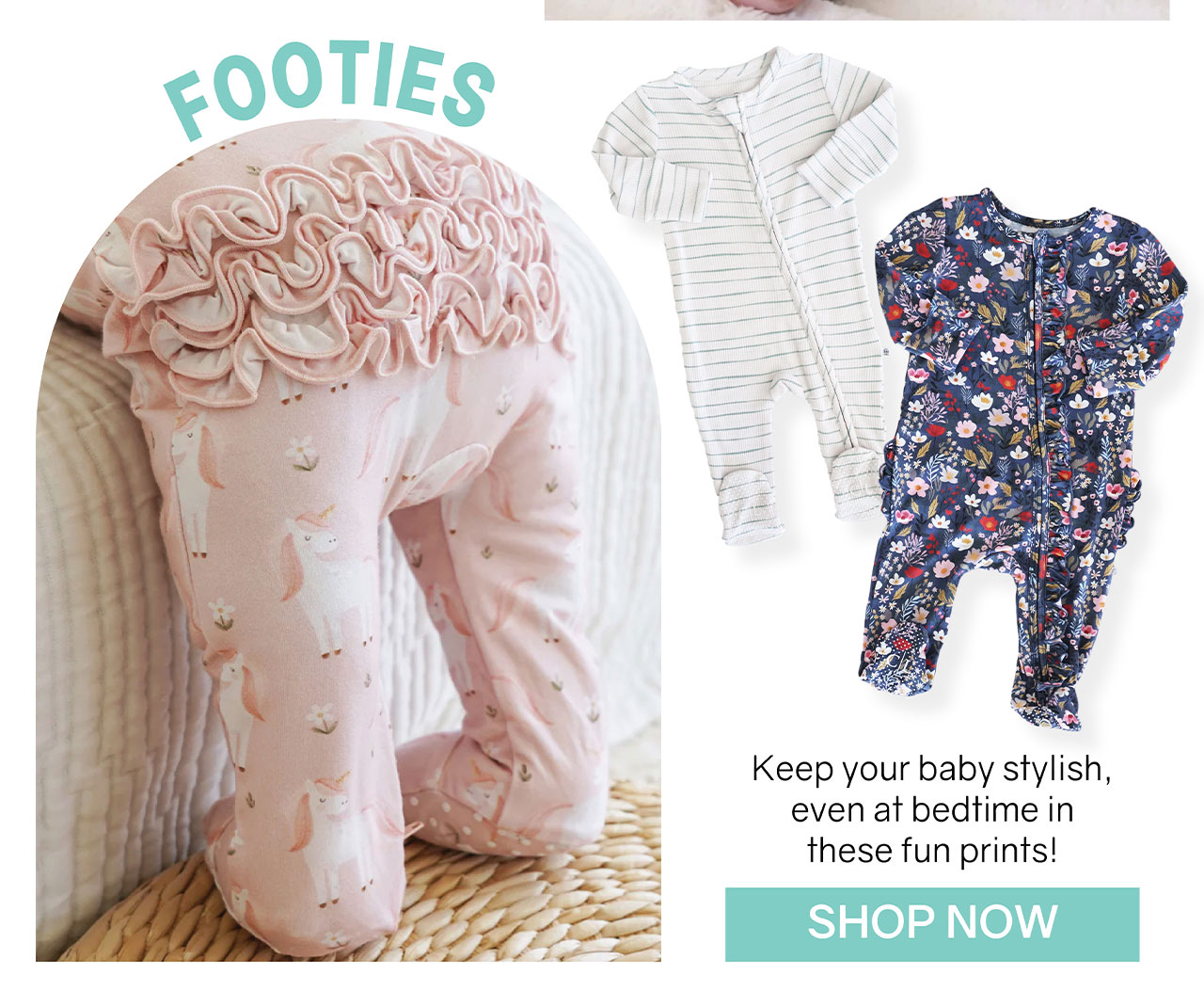 FOOTIES | Keep your baby stylish, even at bedtime in these fun prints! | SHOP NOW