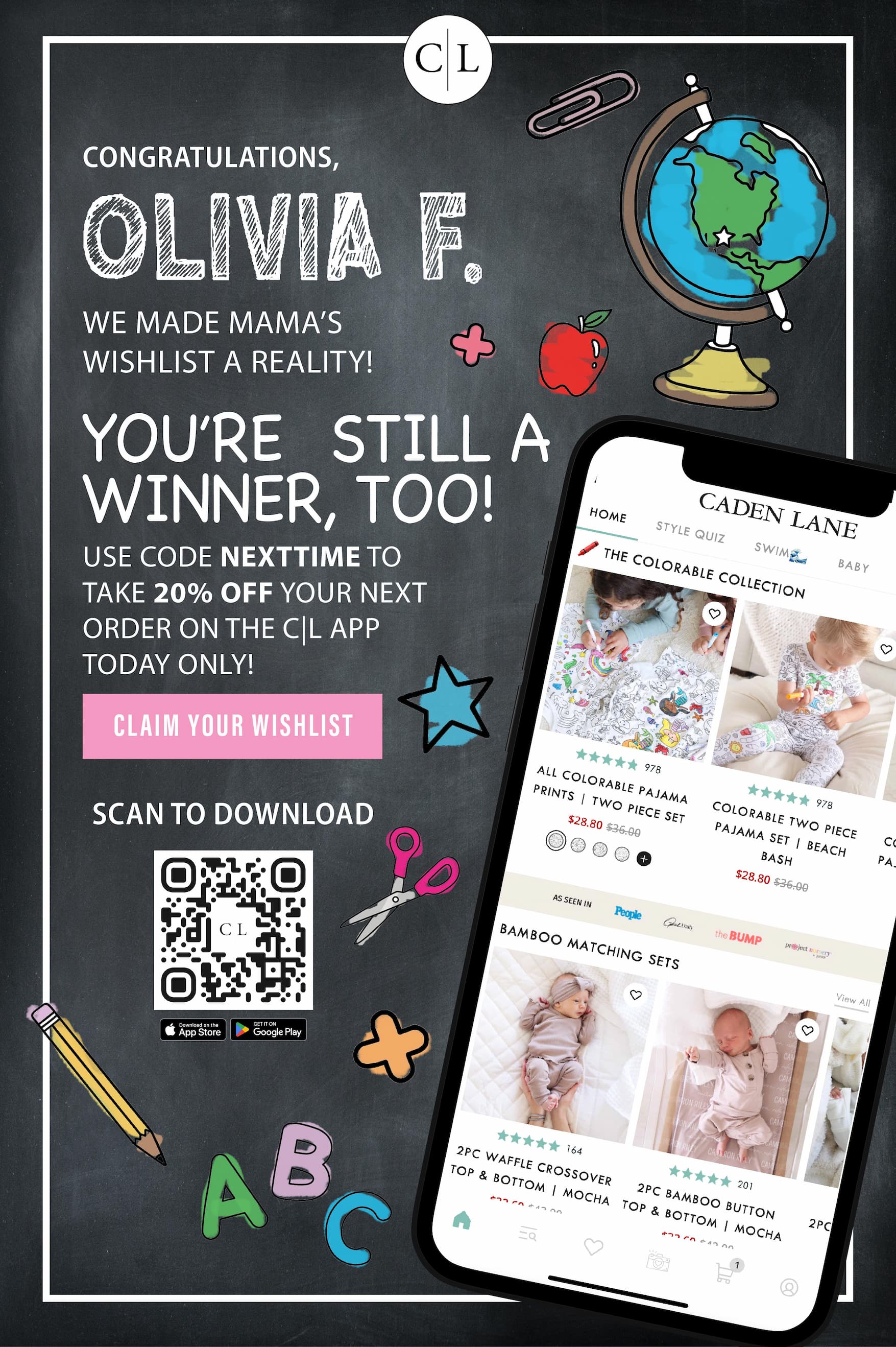 Enter for a chance to win a $1,000 gift card to make your wishlist dreams come true! HOW TO ENTER: 1. download our app, 2. create or log in to your caden lane account, 3. add to wishlist by 7/20/25 at 11:59 PM CST to be automatically entered. 4. winner to be announced 7/21/2025 | BUILD YOUR WISHLIST | SCAN TO DOWNLOAD