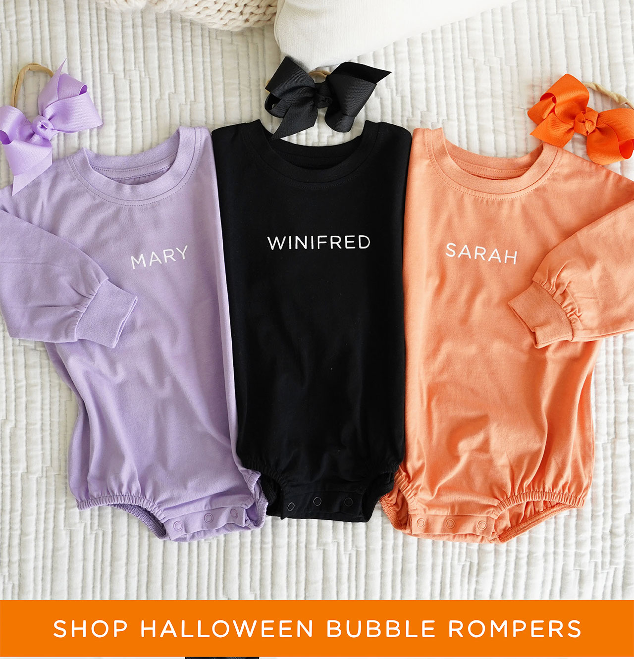 shop halloween bubble rompers!