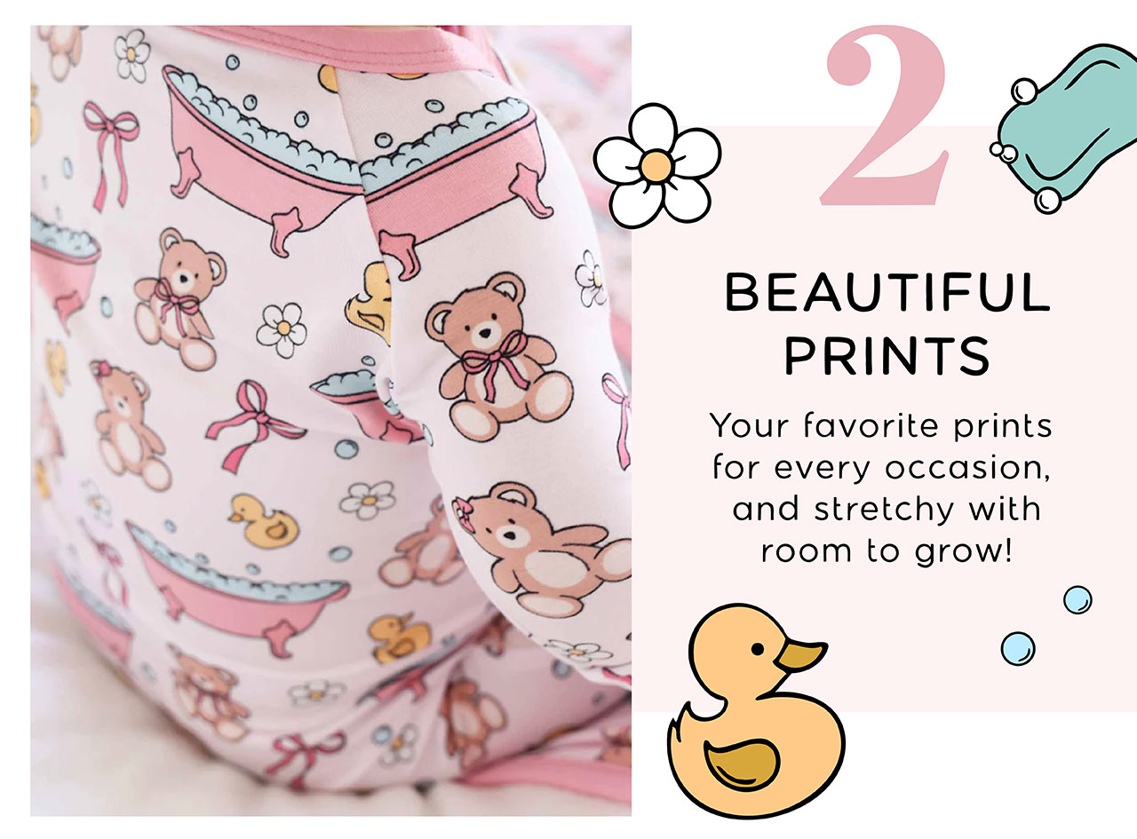 2 Beautiful Prints Your favorite prints for every occasion, and stretchy with room to grow!