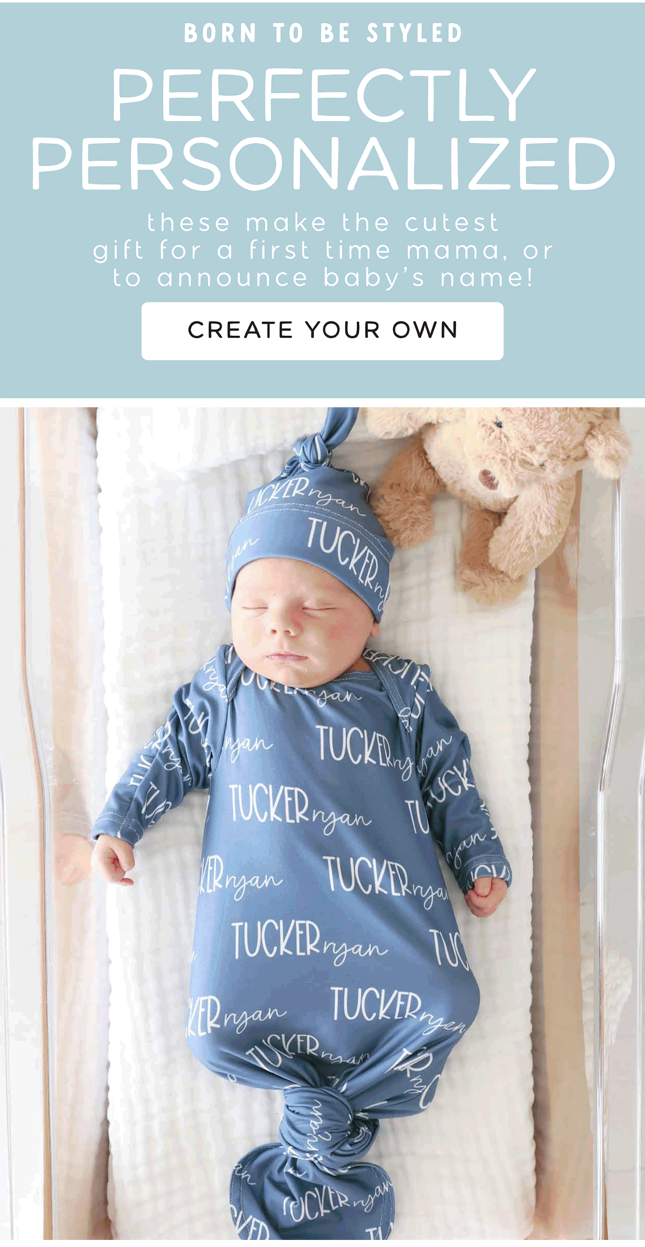 BORN TO BE STYLED | PERFECTLY PERSONALIZED | these make the cutest gift for a first time mama, or to announce baby's name! | CREATE YOUR OWN