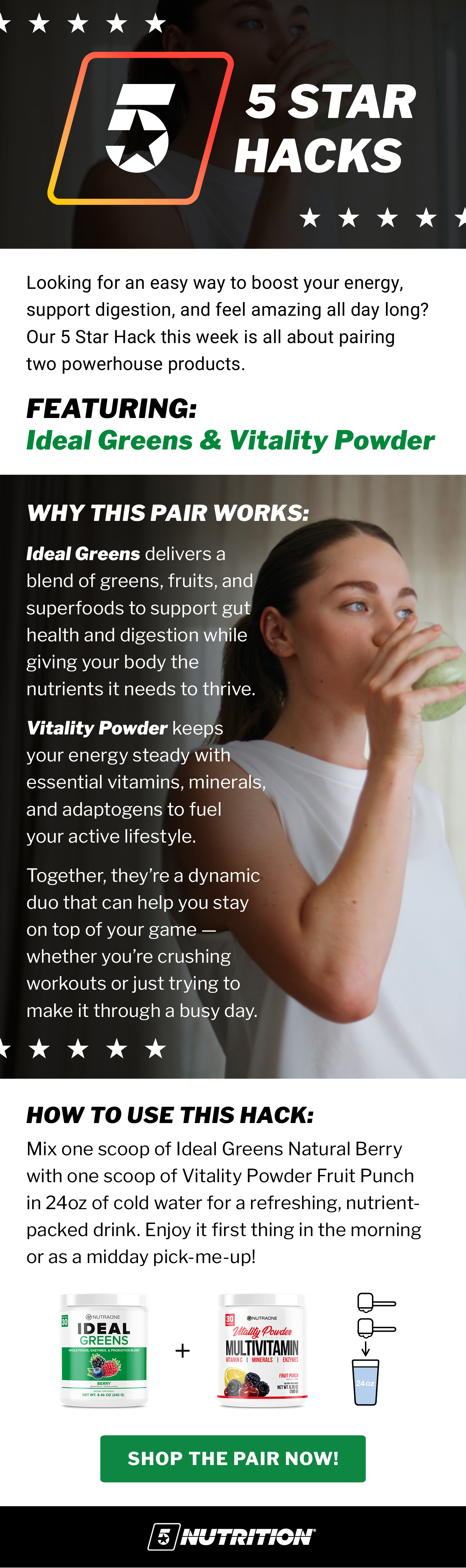 5 Star Hacks - Vitality Powder With Ideal Greens