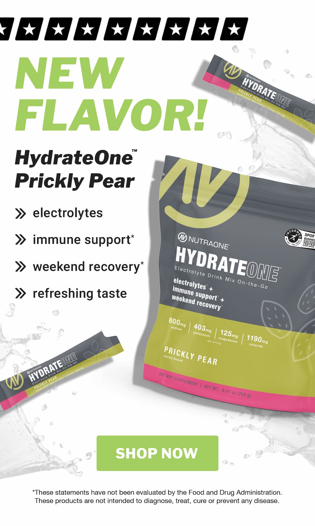 Now available, HydrateOne Prickly Pear. Shop Now