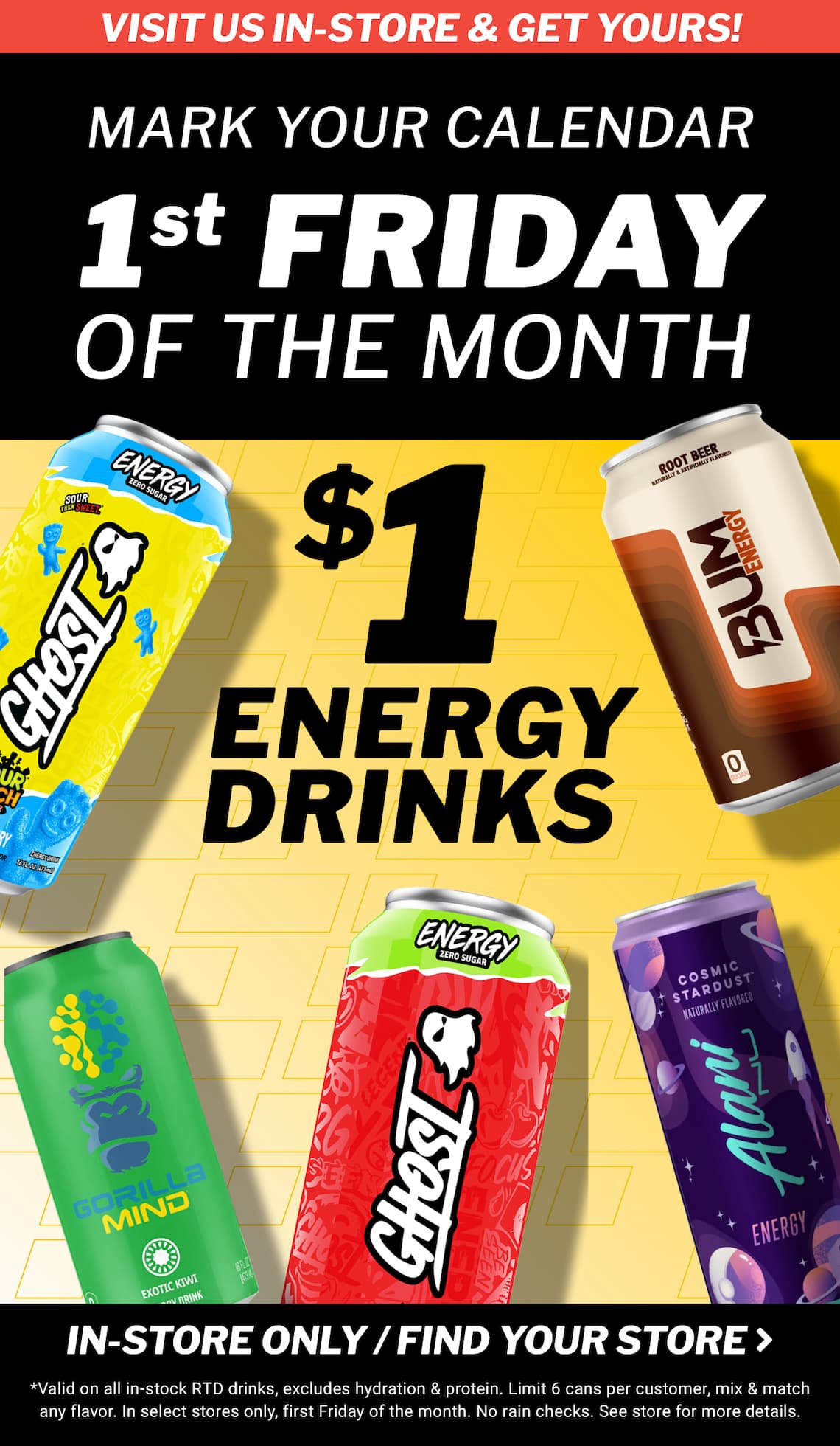 $1 Energy Drinks Tomorrow