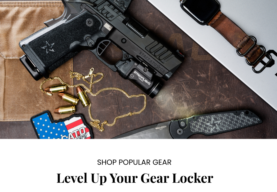 image of staccato, bullets, patch, watch, and knife