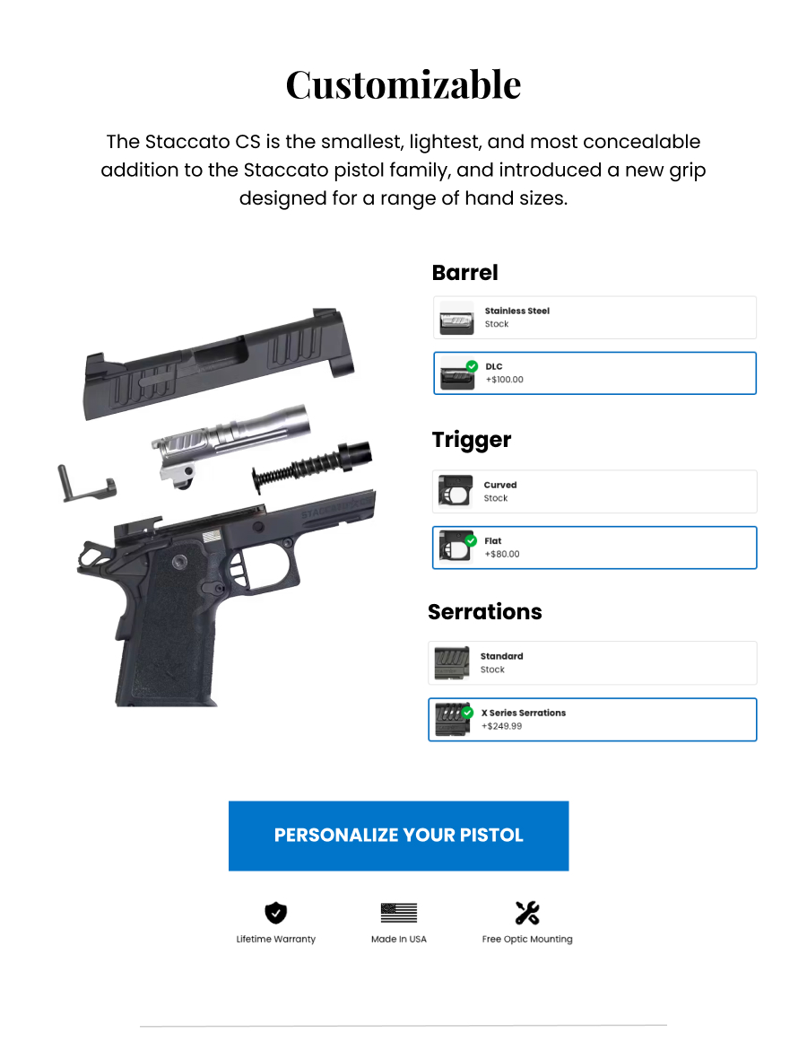 The CS is Fully Customizable - Click to Personalize Your Pistol