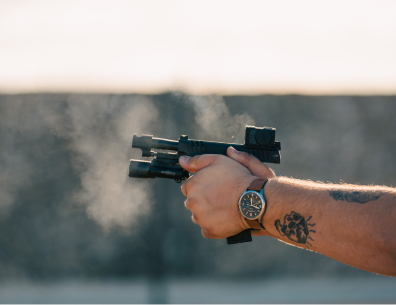Picture of person shooting Staccato on the range