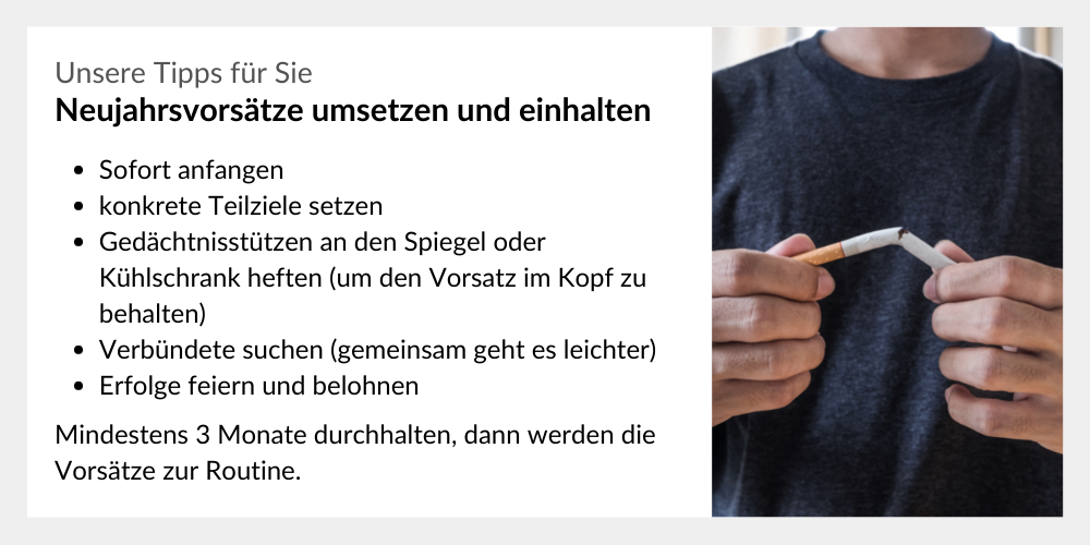 Unsere Tipps für Sie: Neujahrsvorsätze umsetzen und einhalten