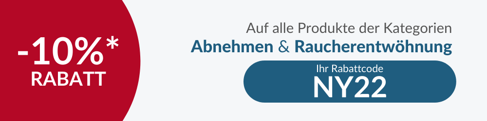 -10% Rabatt auf alle Produkte der Kategorien Abnehmen & Raucherentwöhnung