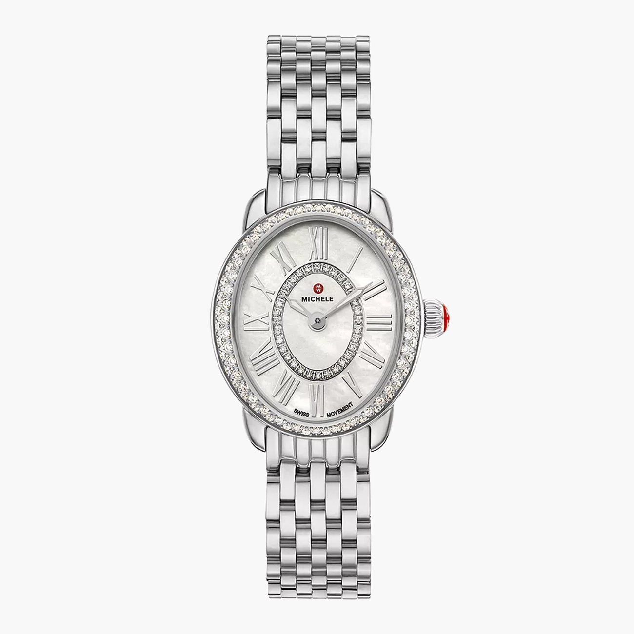 Michele Serein Mid Oval Petite Stainless Steel Watch