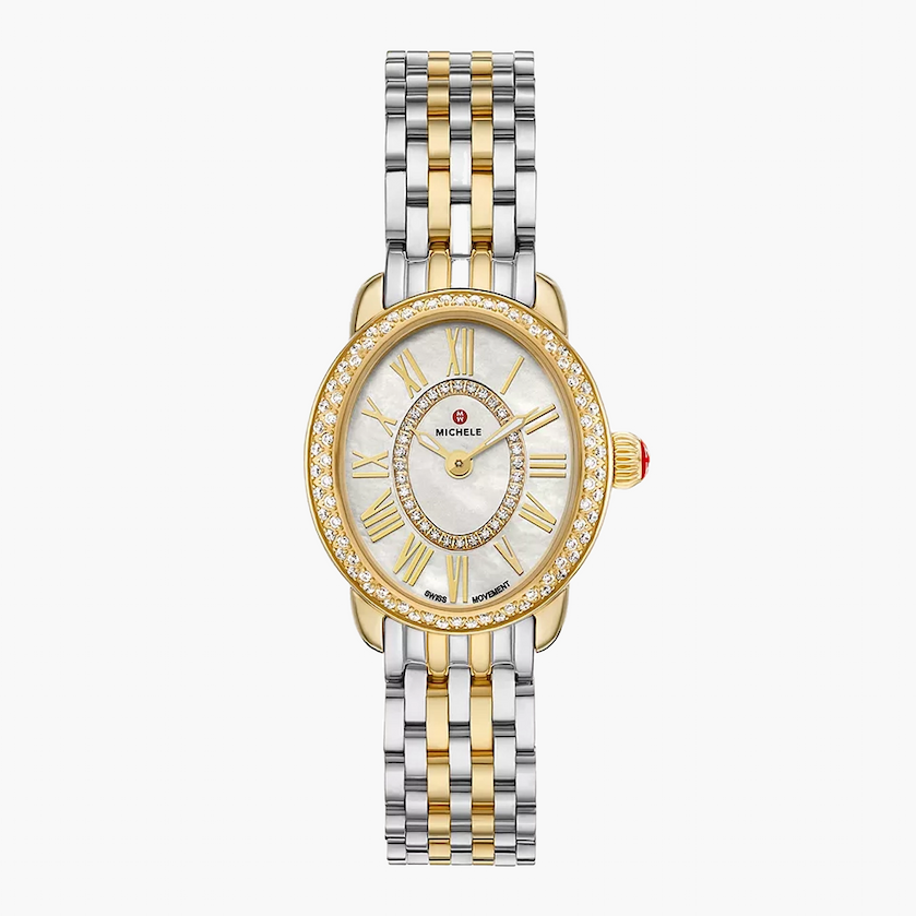Michele Serein Mid Oval Petite Two-Tone Watch