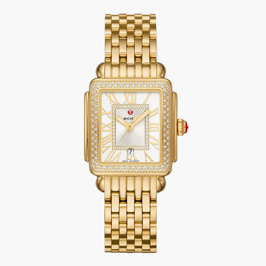 Michele Deco Madison Mid Yellow Gold Diamond Watch on Bracelet