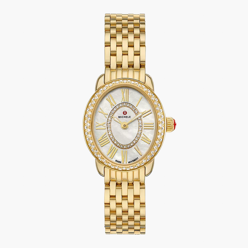 Michele Serein Mid Oval Petite Gold-Plated Watch
