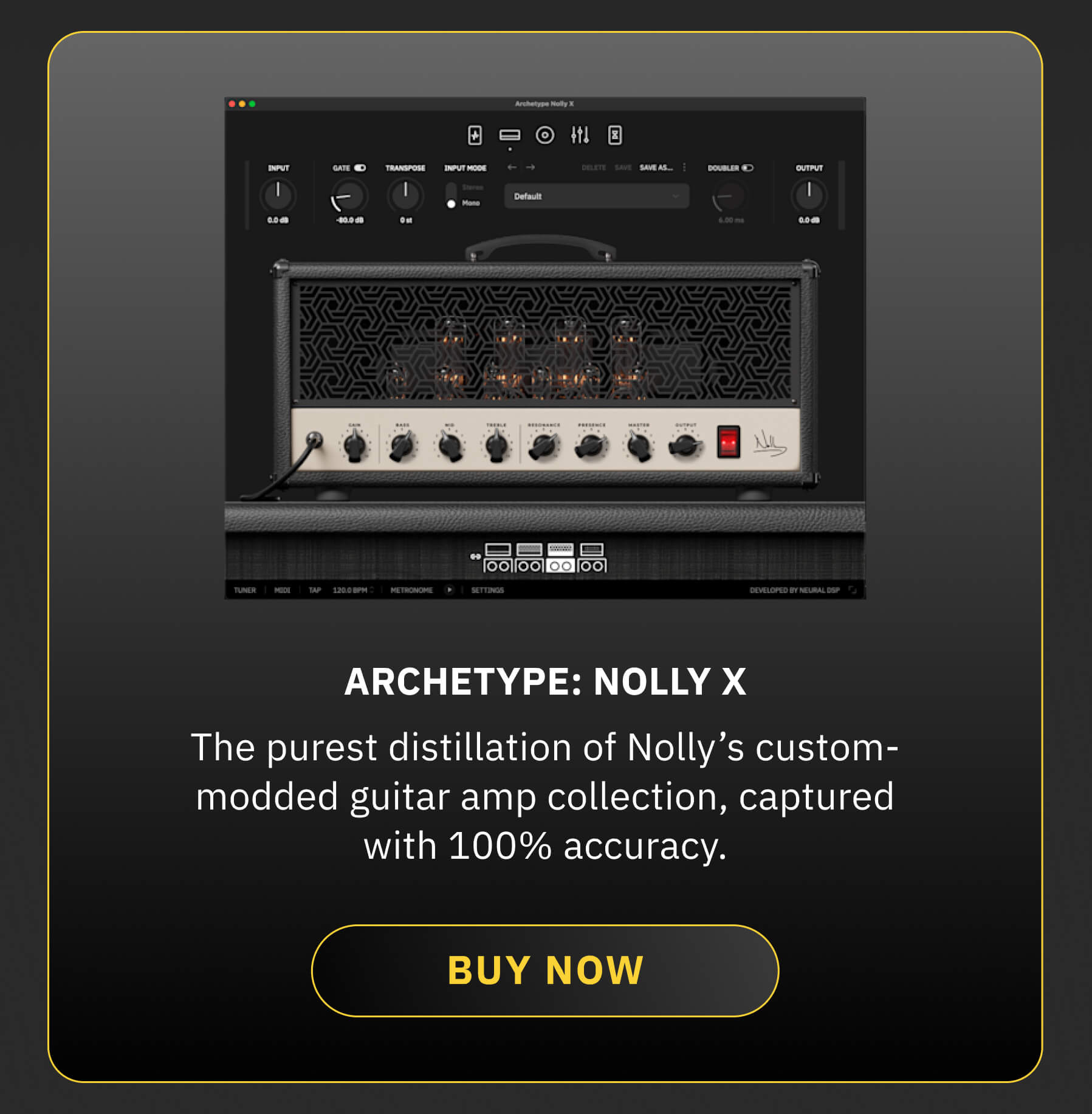 Archetype: Nolly X: The purest distillation of Nolly’s custom-modded guitar amp collection, captured with 100% accuracy. BUY NOW