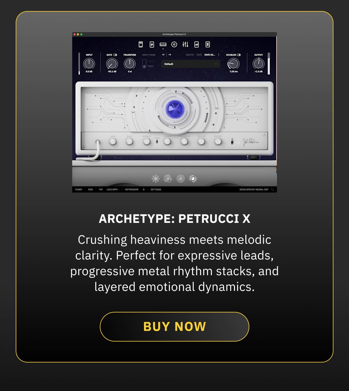 Archetype: Petrucci X: Crushing heaviness meets melodic clarity. Perfect for expressive leads, progressive metal rhythm stacks, and layered emotional dynamics. BUY NOW