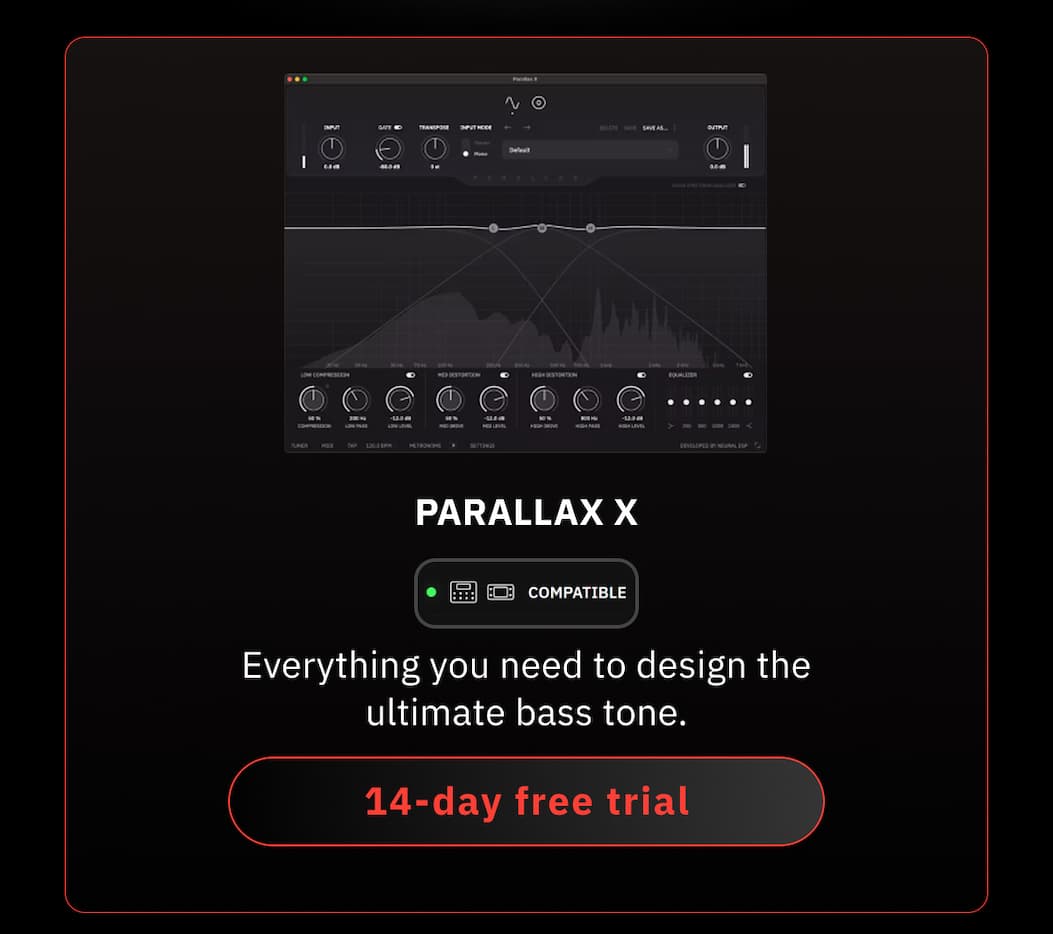 Parallax X  PCOM Compatible Everything you need to design the ultimate bass tone.