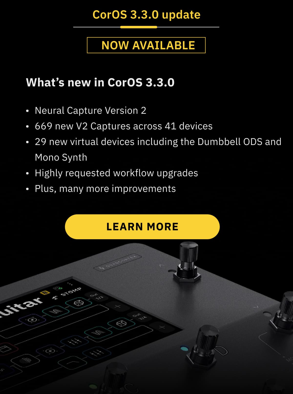 CorOS 3.3.0 update  LEARN MORE