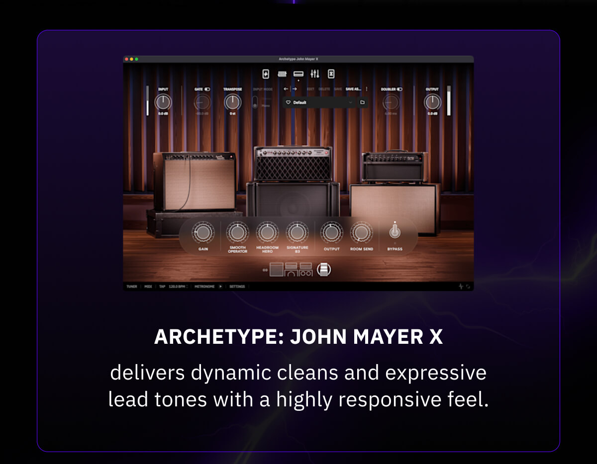 Archetype: John Mayer X delivers dynamic cleans and expressive lead tones with a highly responsive feel.