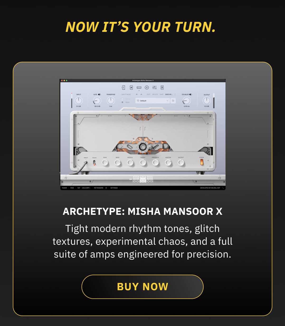 Archetype: Misha Mansoor X: Tight modern rhythm tones, glitch textures, experimental chaos, and a full suite of amps engineered for precision. BUY NOW