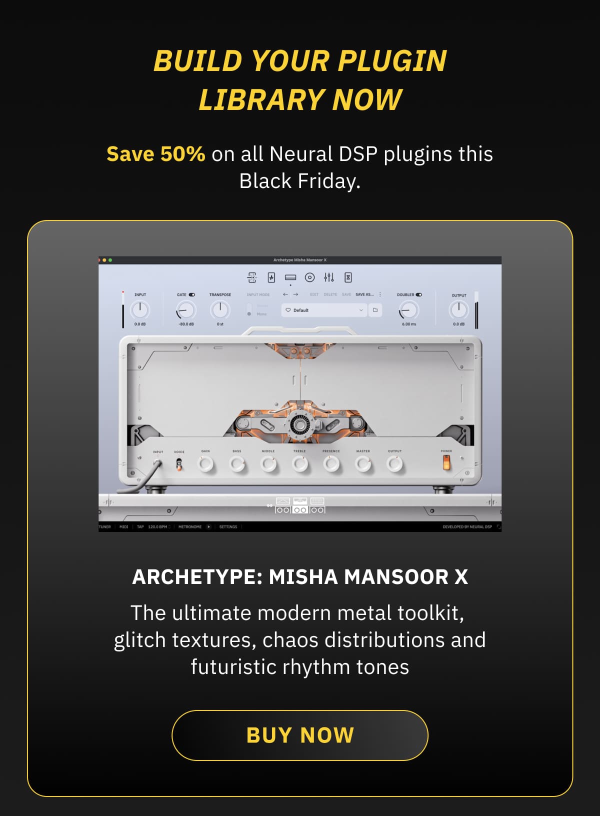 Archetype: Misha Mansoor X: The ultimate modern metal toolkit,  glitch textures, chaos distributions and futuristic rhythm tones 