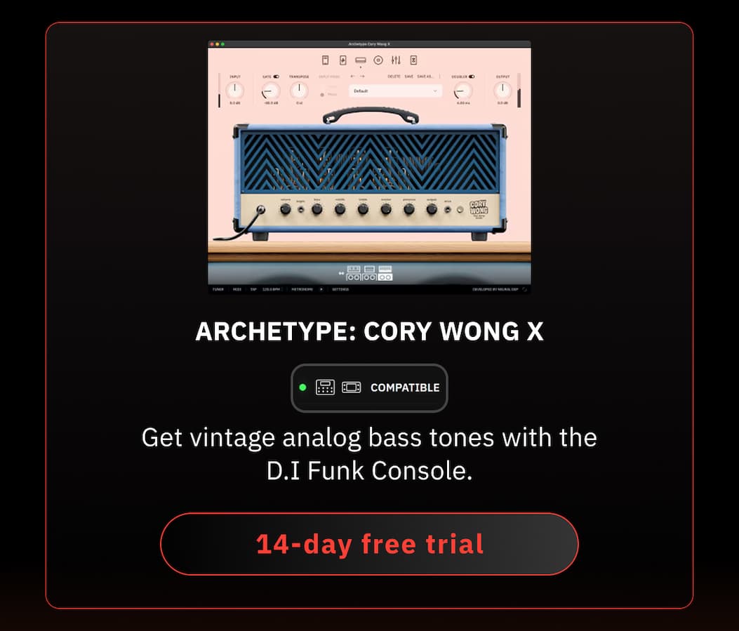 Archetype: Cory Wong X  PCOM Compatible Get vintage analog bass tones with the D.I Funk Console.