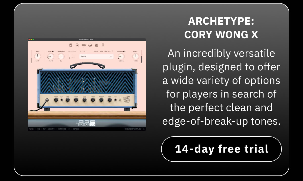 Archetype: Cory Wong X An incredibly versatile plugin, designed to offer a wide variety of options for players in search of the perfect clean and edge-of-break-up tones.