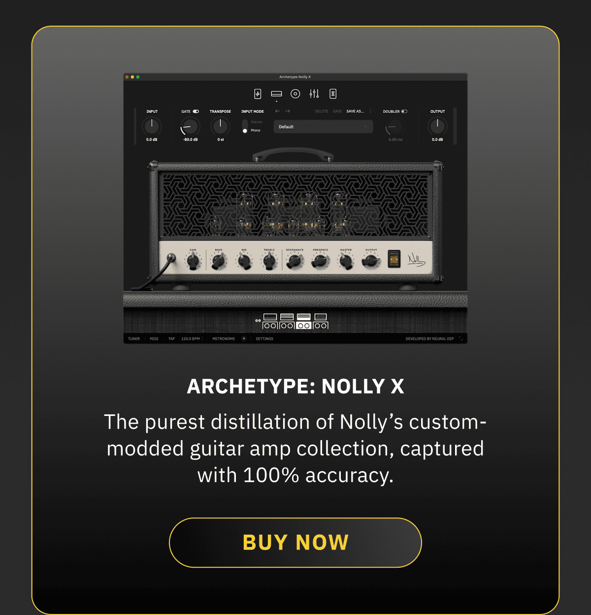 Archetype: Nolly X The purest distillation of Nolly’s custom-modded guitar amp collection, captured with 100% accuracy. BUY NOW