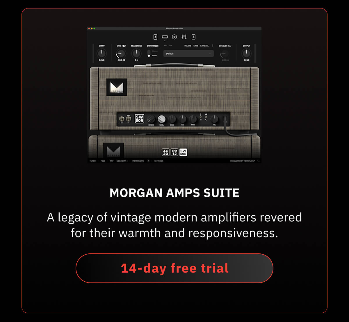 Morgan Amps Suite A legacy of vintage modern amplifiers revered for their warmth and responsiveness.